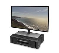 ACT AC8215 Support de moniteur extra large avec 2 tiroirs Hauteur réglable, Noir