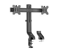 ACT AC8322 Barre transversale de Bras pour écran Double jusqu'à 32", Hauteur réglable avec vis moletée, VESA 75/100 mm, Support de Bureau pour Moniteur, inclinable à 30°, Rotation à 30°, Rotation à