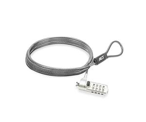 ACT AC9025 Câble de sécurité pour Ordinateur Portable 2 m, Protection par Mot de Passe 4 Chiffres Serrure à Combinaison Nano Slot pour Ordinateur Portable, tête de Serrure pivotante, Serrure pour