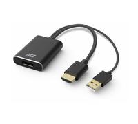 ACT - Adaptateur vidéo - HDMI, USB (alimentation uniquement) mâle pour DisplayPort femelle - 24 cm - noir - support pour 4K60Hz (3840 x 2160)