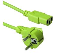 ACT AK5138 Câble d'alimentation pour appareils à Froid 1,8 m C13 Câble d'alimentation PC CEE 7/7 vers C13 3 Broches - Contact de Protection coudé - Vert