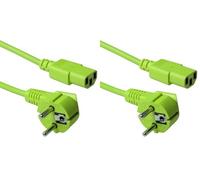 ACT AK5139 Câble d'alimentation pour PC 3 m, C13, CEE 7/7 vers C13 3 Broches - Contact de Protection coudé - Vert (Lot de 2)