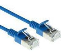 ACT Blue 0.25 meter LSZH U/FTP CAT6A datacenter slimline patch cable snagless with RJ45 connectors (DC7652)