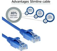 ACT Blue 10 meter LSZH U/UTP CAT6 datacenter slimline patch cable snagless with RJ45 connectors (DC9610)