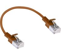 ACT Brown 0.15 meter LSZH U/FTP CAT6A datacenter slimline patch cable snagless with RJ45 connectors (DC7230)
