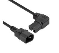 ACT C14 Câble d’Alimentation mâle à C15 Femelle (coudé à Droite), 2m, Cordon d'extension, Noir - AK5357