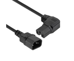 ACT C14 Câble d’Alimentation mâle à C15 Femelle (coudé à Droite), 2m, Cordon d'extension, Noir - AK5357