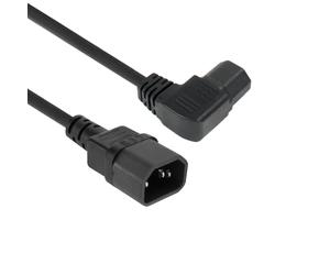 ACT C14 Câble d’Alimentation mâle à C15 Femelle (coudé à Gauche), 0,6 m, Cordon d'extension, Noir - AK5352