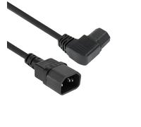 ACT C14 Câble d’Alimentation mâle à C15 Femelle (coudé à Gauche), 2m, Cordon d'extension, Noir - AK5354