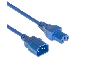 ACT Câble Chauffant 1,5 m C14 mâle vers C15 Femelle, rallonge de câble d'alimentation - AK5392 Bleu