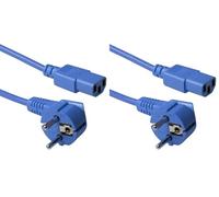 ACT Câble d'alimentation C13 3 m - Câble d'alimentation PC CEE 7/7 vers C13 3 Broches - Contact de Protection coudé - AK5135 Bleu (Lot de 2)