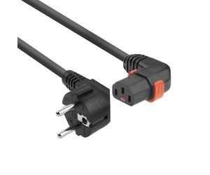 ACT Câble d'alimentation C13 IEC Lock+ - 3 m - Prise C13 (coudé à Droite) vers fiche CEE 7/7 - pour PDU, Serveur, équipement réseau - AK5263