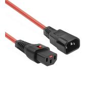 ACT Câble d'alimentation C13 IEC Lock - C14-0,5 m - Prise C13 vers fiche C14 - pour PDU, Serveur, équipement réseau, Rouge - AK5192