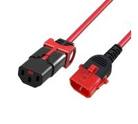ACT Câble d'alimentation C13 IEC Lock+ vers C14 IEC Dual Lock - 2 m - C13 Femelle vers 14 fiches - pour PDU, Serveur, équipement réseau, Rouge - AK5515