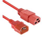 ACT Câble d'alimentation C14 - C21, C21 Femelle vers fiche C14, câble d'extension IEC 60320, câble d'alimentation 2 m Rouge, pour Serveur PDU et Alimentation UPS - AK5377