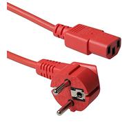 ACT Câble d'alimentation pour Appareil à Froid 1,8 m, câble C13, câble d'alimentation PC, CEE 7/7 vers C13 3 Broches - Contact de Protection coudé - AK5130 Rouge