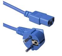 ACT Câble d'alimentation pour Appareil à Froid 1,8 m, câble C13, câble d'alimentation PC, CEE 7/7 vers C13 3 Broches - Contact de Protection coudé - AK5134 Bleu
