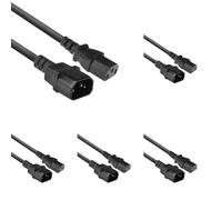 ACT Câble pour appareils froids 1,2m, C13 sur C14 Câble pour appareils froids Rallonge, IEC mâle sur Femelle 3 Pin - AK5120 Noir (Lot de 5)