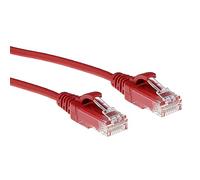 ACT Câble réseau CAT6, U/UTP LSZH, fin, 3,8 mm, flexible, sans accroc, avec connecteur RJ45, pour une utilisation dans les centres de données, 0,5 m, rouge - DC9500