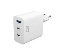 ACT Chargeur 3 Ports USB-C 65 W, Power Delivery PPS, Adaptateur GaNFast Quickcharge 4+, sans câble de Charge USB, iPhone, MacBook Air M1/M2, Dell, HP, Lenovo, Google Pixelbook, iPad, Android - AC2170