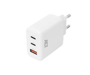ACT Chargeur 3 Ports USB-C 65 W, Power Delivery PPS, Adaptateur GaNFast Quickcharge 4+, sans câble de Charge USB, iPhone, MacBook Air M1/M2, Dell, HP, Lenovo, Google Pixelbook, iPad, Android - AC2170