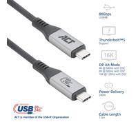 ACT Connectivity AC7452 Câble USB4 80 Gbps Type-C Thunderbolt 5 240W EPR 1,5m Noir