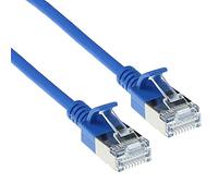 ACT DC7602 Câble de raccordement fin LSZH-U/FTP-Cat. 6a avec connecteurs RJ45 et protection anti-torsion Bleu 2 m