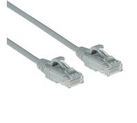 ACT DC9001 Câble réseau CAT6 U/UTP LSZH LAN fin 3,8 mm flexible sans accroc avec prise RJ45 pour centres de données Gris 1 m