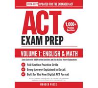 ACT EXAM PREP 2026-2027 VOLUME 1: English and Math Study Guide with 1,000 Practice Questions and Step-by-Step Answer Explanations