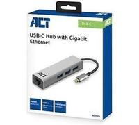 ACT Connectivity Adaptateur LAN AC7055 – 3 ports USB 3.0 5 Gbps, RJ45 Gigabit, Argent
