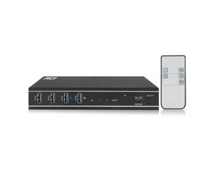 ACT KVM Switch 2 PC 1 Moniteur, 4K@60Hz, Commutateur HDMI 4 Ports USB 3.0, HDCP 2.3, avec HDMI et Câbles USB, Télécommande, Support de Montage Bureau - AC7912