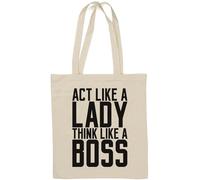 Act Like A Lady Think Like A Boss Sac fourre-tout en coton naturel Blanc