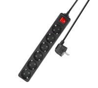 ACT Multiprise 6 Prises, avec Interrupteur, câble de 3 m, Noir, avec sécurité Enfant, Angle de 45 °, AC2465