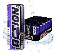 ACT!ON ACTION Energy Drink Purple Boisson énergisante avec consigne incluse Saveur grenade myrtille Pour une meilleure performance 32 mg/100 ml de caféine 48 x 250 ml