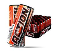 ACT!ON ACTION Energy Drink Regular (48 x 500 ml) avec consigne - Boisson rafraîchissante au goût Tutti-Frutti - Boisson énergétique avec teneur en caféine - Palette de 48 canettes de boissons