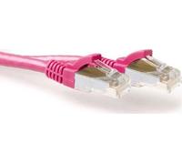 ACT Pink 0.5 meter LSZH SFTP CAT6A patch cable snagless with RJ45 connectors
