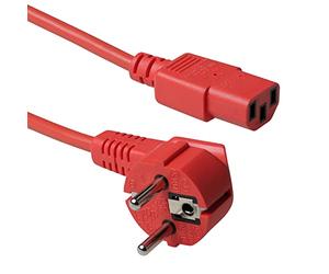 ACT Powercord Mains Câble Alimentation Connecteur CEE77 mâle (Angled) - C13 Rouge 1,20 m