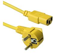 ACT Powercord Mains Connector CEE7/7 mâle (Angled) - C13 Jaune 1,80 m