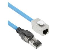 ACT - Rallonge de câble réseau - RJ-45 (M) pour RJ-45 (F) - 75 m - 7.4 mm - S/FTP - CAT 6a - IEEE 802.3bt - sans halogène, sans crochet, solide, pour l'installation - bleu, RAL 5015