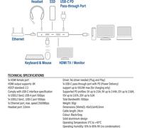 ACT Station d'accueil USB-C 4K / 8K 60Hz pour 1 écran HDMI, 2.5 Gigabit Ethernet, USB-C 10Gbps, USB-A 10Gbps, audio 3.5mm, PD Pass-Through AC7095