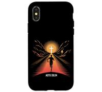 Actes 20:24 Christian Runner Faith Race Finish Line Cross Coque pour iPhone X/XS