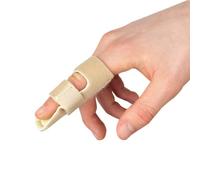 Actesso Attelle Doigt en Néoprène - Soulagement pour Blessures, Entorses, Fractures ou Doigt en Maillet - Immobilisation Confortable pour Annulaire, Auriculaire ou Index (Beige, Taille Unique)