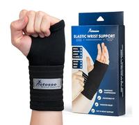Actesso Attelle Poignet Élastique - Soulagement des Douleurs, Entorses, Tendinites et pour le Sport - Orthèse de Maintien - Prévention des Blessures Sportives et Microtraumatismes - Taille S, Noir