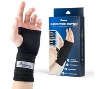 Actesso Attelle Poignet Élastique - Soulagement des Douleurs, Entorses, Tendinites et pour le Sport - Orthèse de Maintien - Prévention des Blessures Sportives et Microtraumatismes - Taille L, Noir