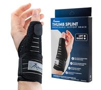 Actesso Attelle Pouce - Pour le Soulagement de la Tendinite, De Quervain, Entorses, Arthrite et Douleurs Articulaires - Orthèse Poignet Respirante (Noir, Taille unique, Main Gauche)