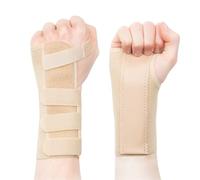 Actesso Élastique Orthèse de Poignet - Attelle Poignet pour Canal Carpien, Tendinite et Foulures (M, Élastique, Main Gauche, Beige)