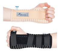 Actesso Respirant Attelle de Poignet - Idéal pour Le Canal Carpien, Entorse, Tendinite et Les Fractures (Beige, Gauche Main, L)