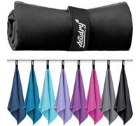 Actidry Serviette Microfibre Géante XL (100x200 cm) - Couverture de Plage Séchage Rapide, Piscine, Sauna - Noir