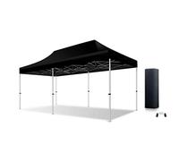 ACTIEXPRESS Barnum, Tonnelle Professionnelle 3X3 3X4,5 3X6 Structure en Alu 45mm Toit 450g/m² Anti-feu qualité Pro+ + Sac de Transport (Noir, 3X6)
