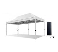 ACTIEXPRESS Barnum, Tonnelle Professionnelle 3X3 3X4,5 3X6 Structure en Alu 45mm Toit 450g/m² Anti-feu qualité Pro+ + Sac de Transport (Blanc, 3X6)